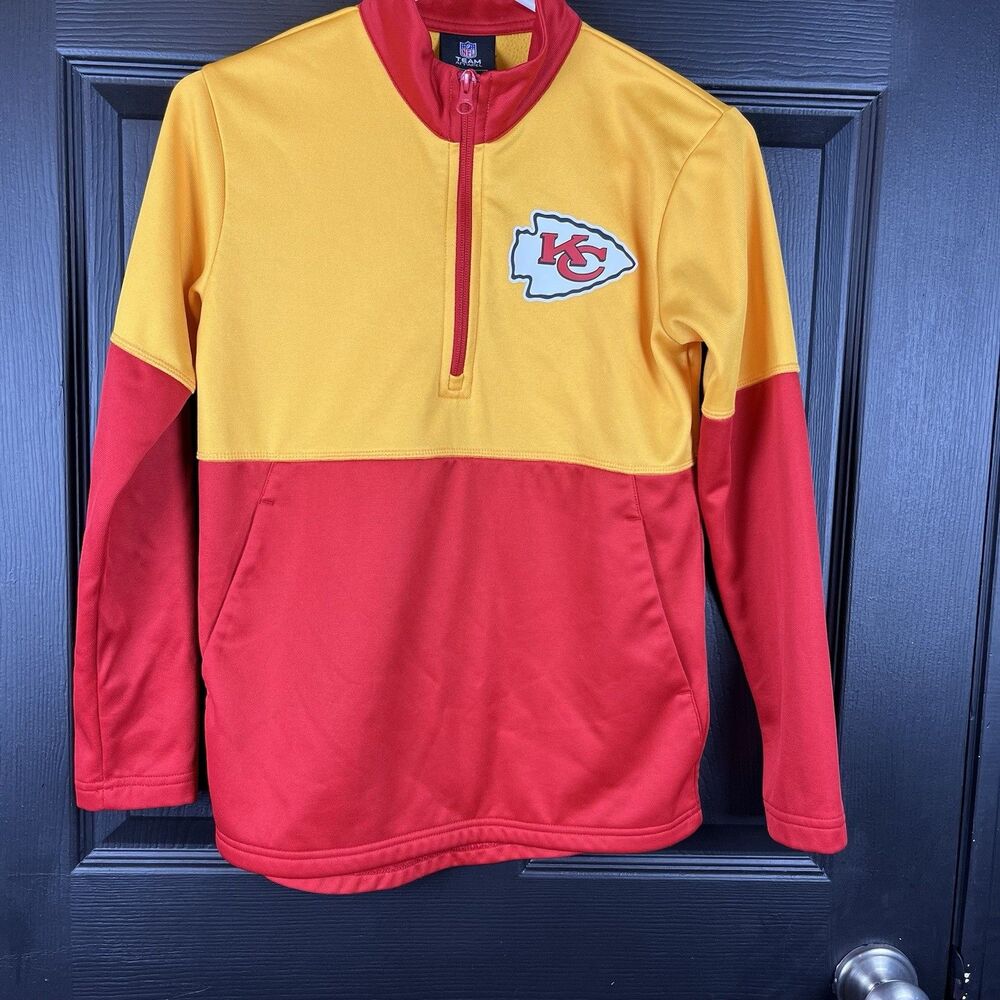 NFL Team Apparel KC Chiefs Youth Lightweight Quarter-Zip Pullover SZ Med. 10/12